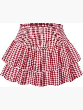 Polyester Mini Skirt High Waist Ruffle Tiered A-Line Y2K Style